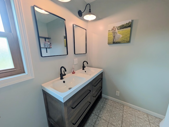 3439 Rough And Ready Rd, New Concord, OH 43762 - bathroom with double vanity and baseboards