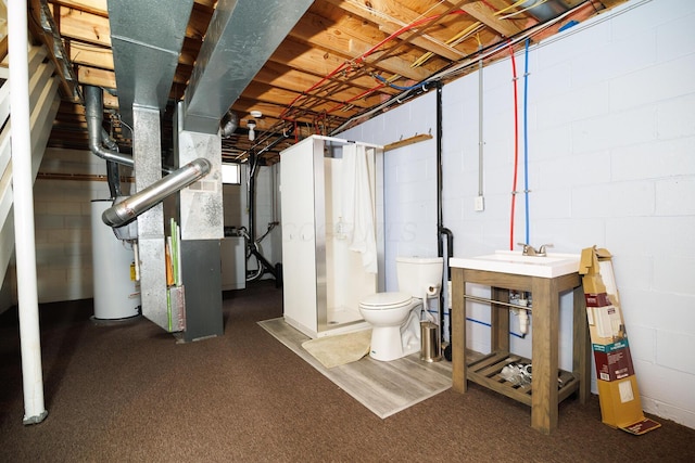 1229 Treehaven Ln, Columbus, OH 43204 - unfinished basement featuring concrete block wall and stairs