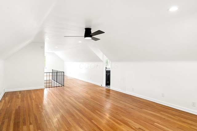 337 S Kellner Rd, Columbus, OH 43209 - additional living space featuring wood-type flooring, lofted ceiling, a ceiling fan, and recessed lighting