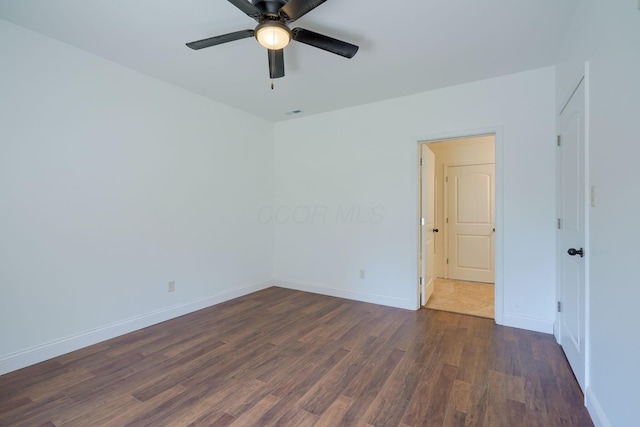 424 N Walnut St, Logan, OH 43138 - empty room featuring dark wood-style flooring and ceiling fan