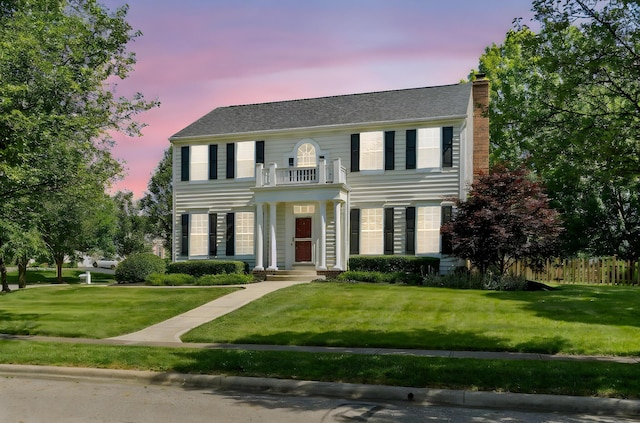 4884 Alston Grove Dr, Westerville, OH 43082 - colonial house with a balcony and a chimney