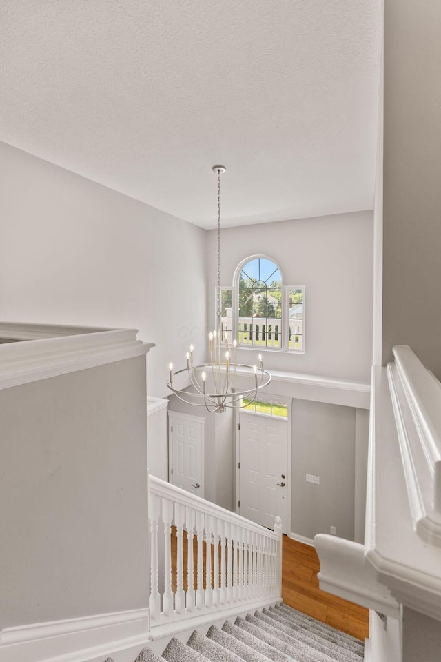 4884 Alston Grove Dr, Westerville, OH 43082 - stairs with a chandelier and wood finished floors