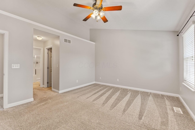 4884 Alston Grove Dr, Westerville, OH 43082 - empty room featuring light carpet, a ceiling fan, and lofted ceiling