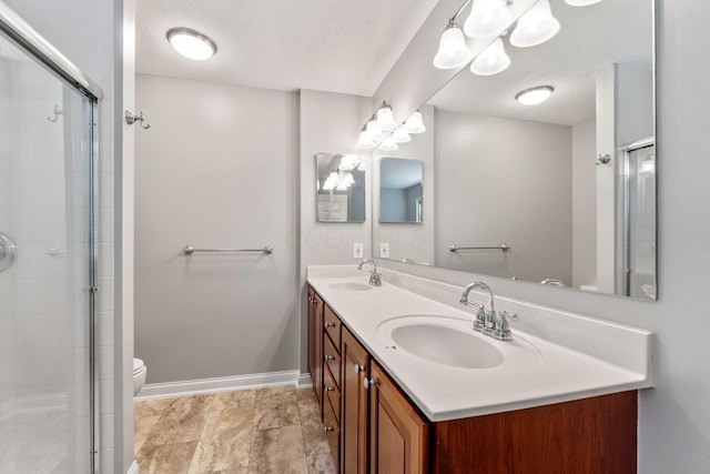 4884 Alston Grove Dr, Westerville, OH 43082 - full bathroom with double vanity, a tile shower, and a textured ceiling