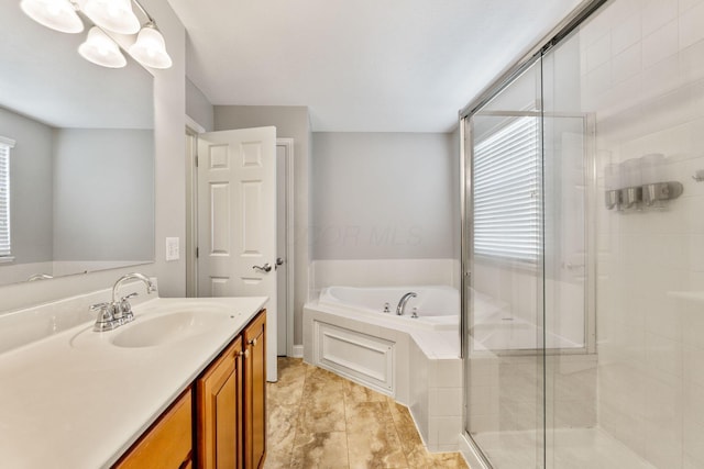 4884 Alston Grove Dr, Westerville, OH 43082 - bathroom featuring a shower stall, vanity, and a garden tub