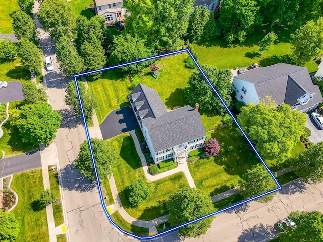 4884 Alston Grove Dr, Westerville, OH 43082 - aerial view of property and surrounding area featuring property boundaries highlighted