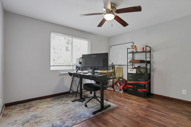 372 Depauw Ct, Columbus, OH 43230 - office with a ceiling fan, wood finished floors, and a textured ceiling