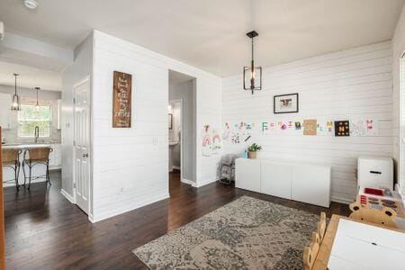 1883 Caplinger Dr, Grove City, OH 43123 - dining room with dark wood-style floors and baseboards