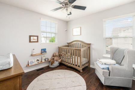 1883 Caplinger Dr, Grove City, OH 43123 - bedroom featuring wood finished floors and a ceiling fan