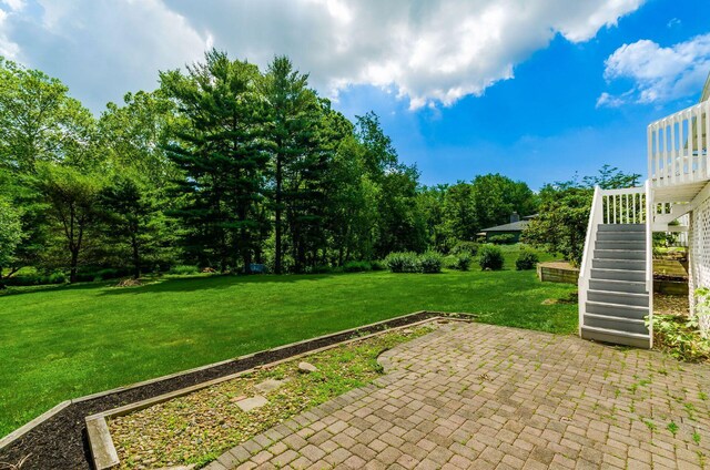 277 Mill Race Rd, Granville, OH 43023 - view of grassy yard with a patio area and stairs