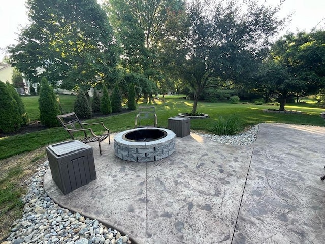 450 Village Ridge Ct, Powell, OH 43065 - view of patio with an outdoor fire pit