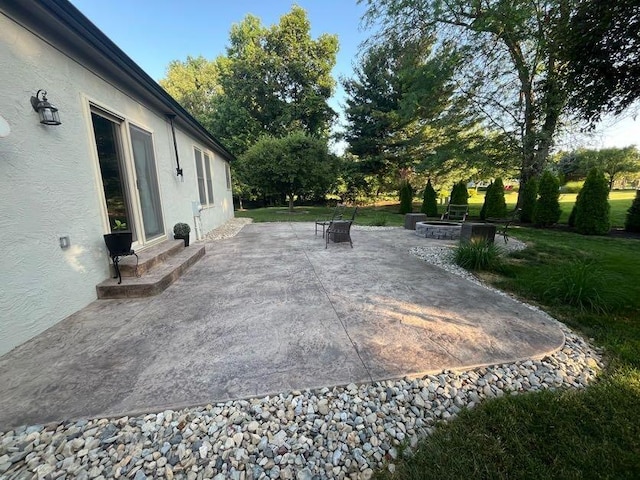 450 Village Ridge Ct, Powell, OH 43065 - view of patio / terrace with an outdoor fire pit