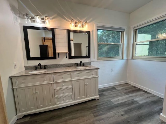 450 Village Ridge Ct, Powell, OH 43065 - full bathroom featuring double vanity and wood finished floors