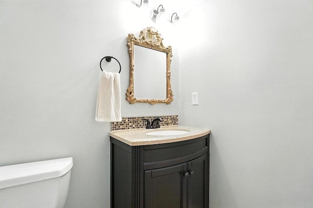 1817 Ibson Dr, Powell, OH 43065 - half bathroom with decorative backsplash and vanity
