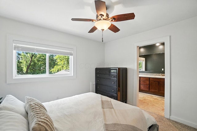 1817 Ibson Dr, Powell, OH 43065 - bedroom with ensuite bath and a ceiling fan