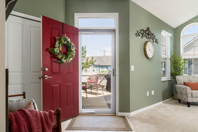 4124 Aumbrey Ct, New Albany, OH 43054 - entryway with carpet flooring and lofted ceiling