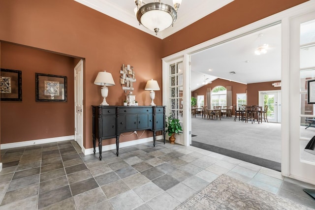 4124 Aumbrey Ct, New Albany, OH 43054 - doorway with vaulted ceiling, french doors, and carpet