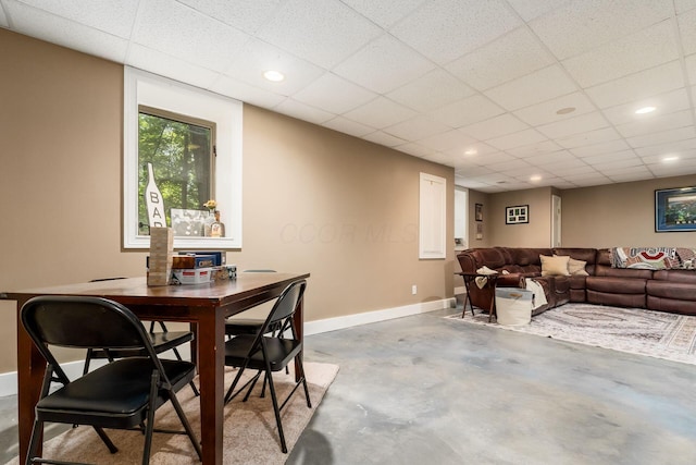 1828 Bradford Cir, Newark, OH 43055 - dining area featuring concrete flooring, a drop ceiling, and recessed lighting