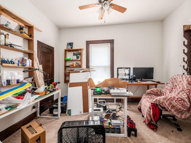 1482 Briarwood Ave, Columbus, OH 43211 - office with carpet floors and a ceiling fan