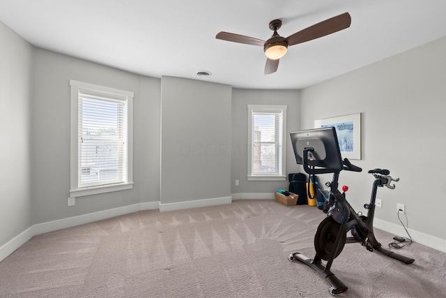 144 Wilson Ave, Columbus, OH 43205 - workout room with healthy amount of natural light, carpet, and a ceiling fan