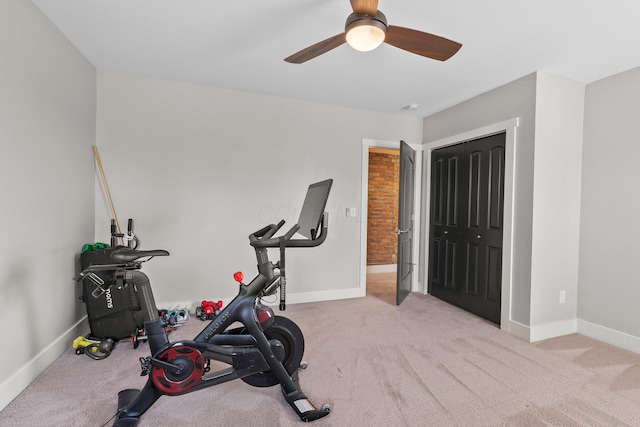 144 Wilson Ave, Columbus, OH 43205 - workout area featuring carpet floors and ceiling fan