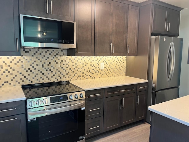 1848 Milden Rd, Columbus, OH 43221 - kitchen featuring appliances with stainless steel finishes, light countertops, decorative backsplash, and light wood-style floors