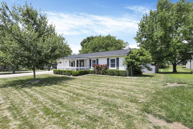 110 Creekview Dr, Baltimore, OH 43105 - ranch-style home featuring a front lawn and covered porch