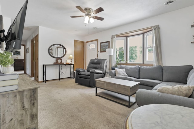 110 Creekview Dr, Baltimore, OH 43105 - living room featuring light colored carpet and ceiling fan