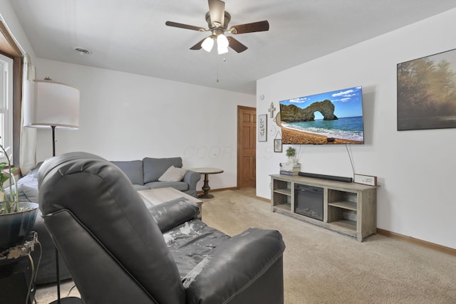 110 Creekview Dr, Baltimore, OH 43105 - living room featuring ceiling fan and carpet flooring