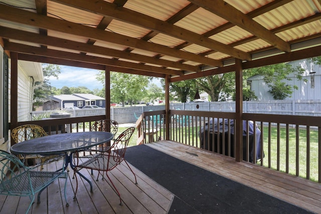 110 Creekview Dr, Baltimore, OH 43105 - wooden terrace featuring a fenced backyard and outdoor dining space