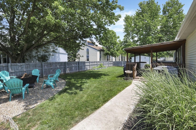 110 Creekview Dr, Baltimore, OH 43105 - fenced backyard featuring a storage shed and a fire pit