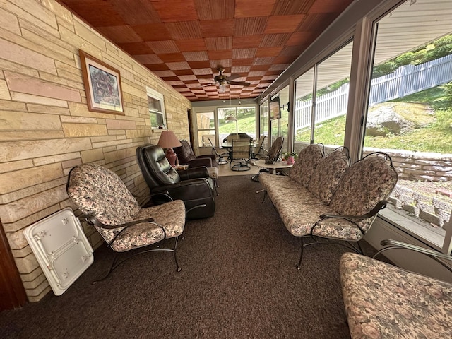 1080 Sycamore Dr, Lancaster, OH 43130 - sunroom / solarium with a ceiling fan, an outdoor hangout area, and outdoor dining space