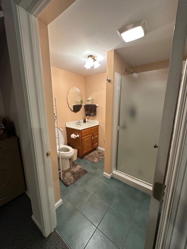 1080 Sycamore Dr, Lancaster, OH 43130 - full bathroom featuring vanity, a stall shower, and tile patterned flooring