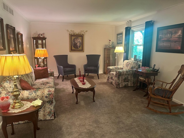 1080 Sycamore Dr, Lancaster, OH 43130 - carpeted living room with crown molding