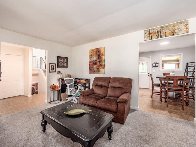 2010 Shallowford Ave, Columbus, OH 43235 - carpeted living area featuring tile patterned floors and stairway