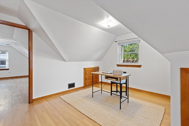 3457 Homecroft Dr, Columbus, OH 43224 - office area featuring light wood finished floors and lofted ceiling