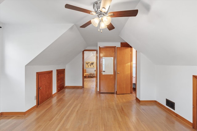 3457 Homecroft Dr, Columbus, OH 43224 - additional living space with light wood-style floors, vaulted ceiling, and ceiling fan