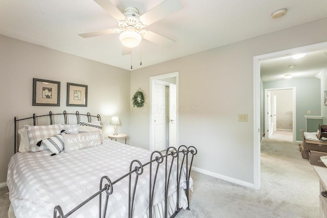 419 Wooten Ct S, Powell, OH 43065 - bedroom with light colored carpet and a ceiling fan