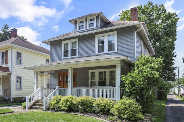 206 E Fair Ave, Lancaster, OH 43130 - traditional style home featuring a porch and a chimney