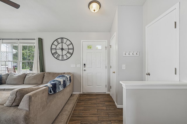 2587 Weeping Willow Ct, Columbus, OH 43207 - living room featuring dark wood-type flooring and baseboards
