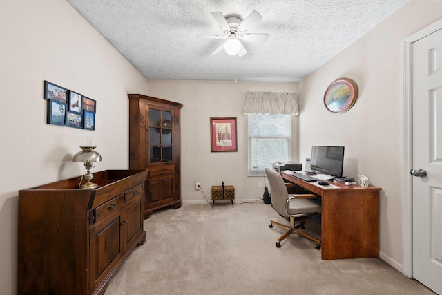 3625 Peany Ln, Canal Winchester, OH 43110 - office area with light colored carpet, a ceiling fan, and a textured ceiling