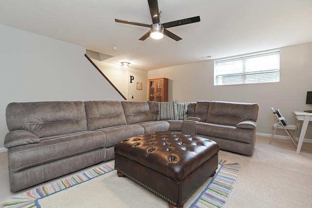5649 Chippewa Falls St, Dublin, OH 43016 - living room with ceiling fan and carpet flooring