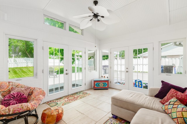 230 Barcelona Ave, Westerville, OH 43081 - sunroom featuring french doors, lofted ceiling, tile patterned floors, and healthy amount of natural light