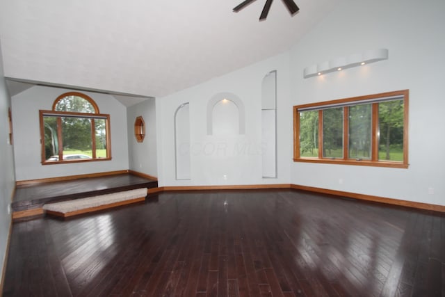 3100 Kropp Rd, Grove City, OH 43123 - spare room featuring vaulted ceiling, ceiling fan, and hardwood / wood-style flooring