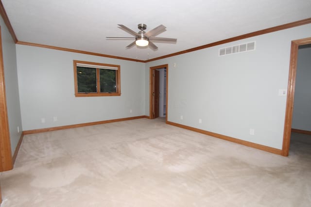 3100 Kropp Rd, Grove City, OH 43123 - unfurnished room featuring ceiling fan, light carpet, and crown molding