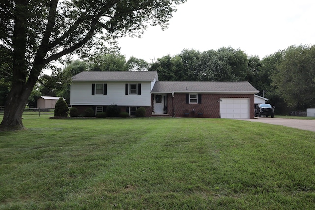 4224 Tschopp Rd NE, Lancaster, OH 43130 - split level home featuring a garage, concrete driveway, and brick siding