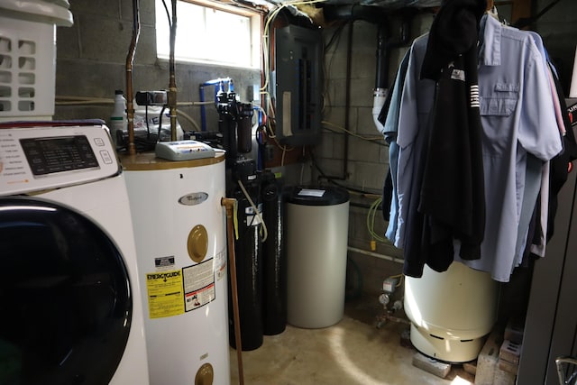4224 Tschopp Rd NE, Lancaster, OH 43130 - utilities with washer / clothes dryer, electric water heater, and electric panel