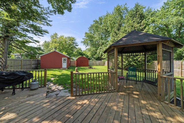 3053 E Old Duvall Ct, Lockbourne, OH 43137 - wooden deck with a shed, a gazebo, and a fenced backyard