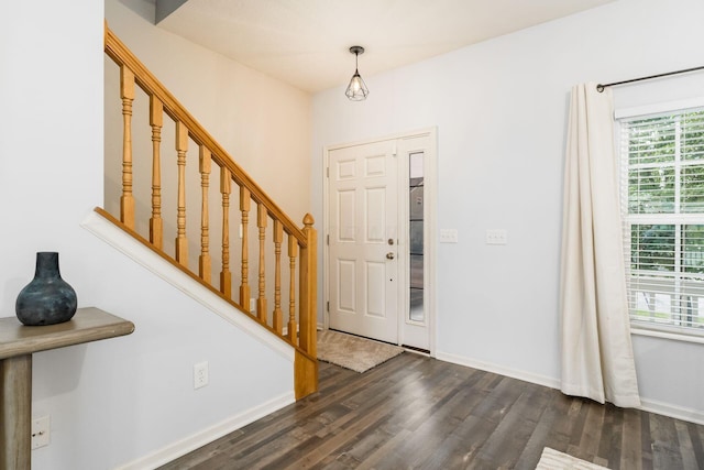 978 Vanwert Loop, Blacklick, OH 43004 - foyer with dark wood-style flooring and stairway