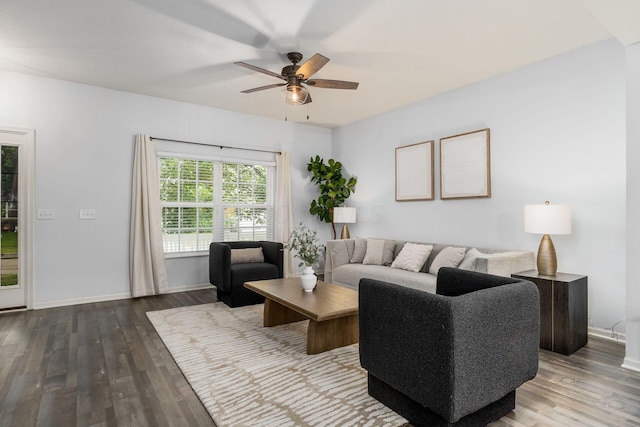 978 Vanwert Loop, Blacklick, OH 43004 - living room featuring a ceiling fan and wood finished floors